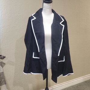 SHEIN Black Blazer with White Trim